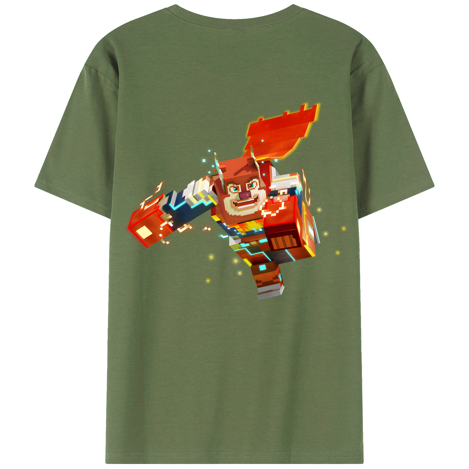 （画像用） マインクラフト ブロックの世界 Minecraft MC Block world 綿100％ メンズ半袖Tシャツ（バックプリント） 通気性